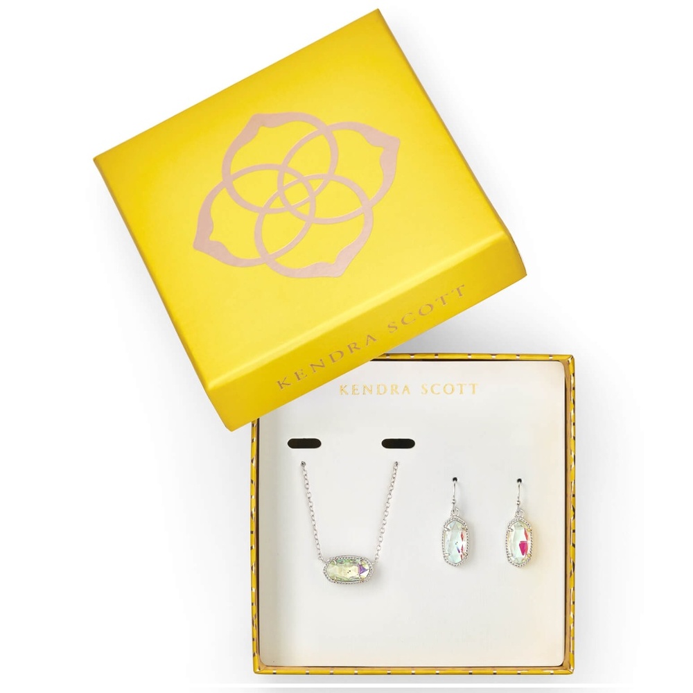 Kendra Scott Elisa Necklace & Lee Earring Silver